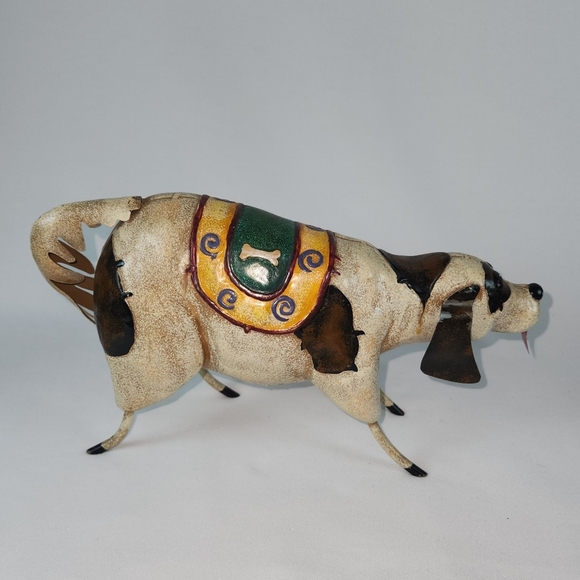 Adorable Resin Dog with Metal Tail, Ears, Tang Figurine 10.2" x 2.8" and 5.6"T - Picture 5 of 6